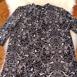 Old Navy Black & White Forest Woodland Creature Dress Medium Tall